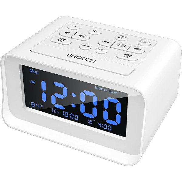 Ebern Designs Dual Alarm Clock With USB Charging Port, Bedside Clocks